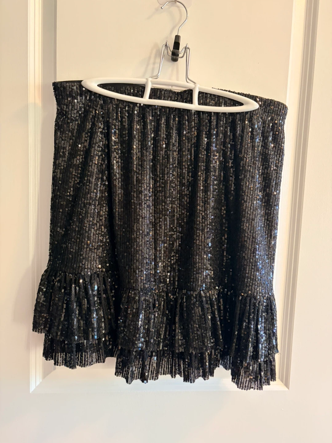CeCe Black Sequin Ruffle Skirt Size 12