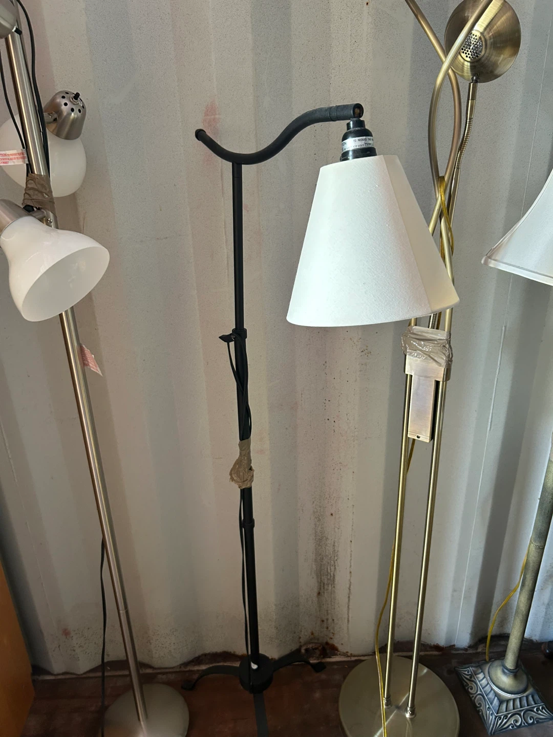 Black Floor Lamp with White Shade