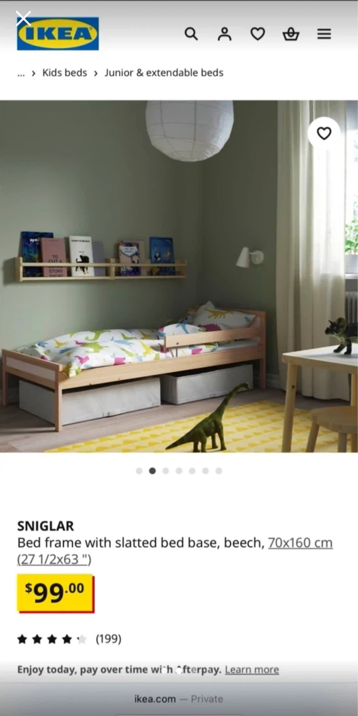 IKEA SNIGLAR Junior Bed Frame with Mattress