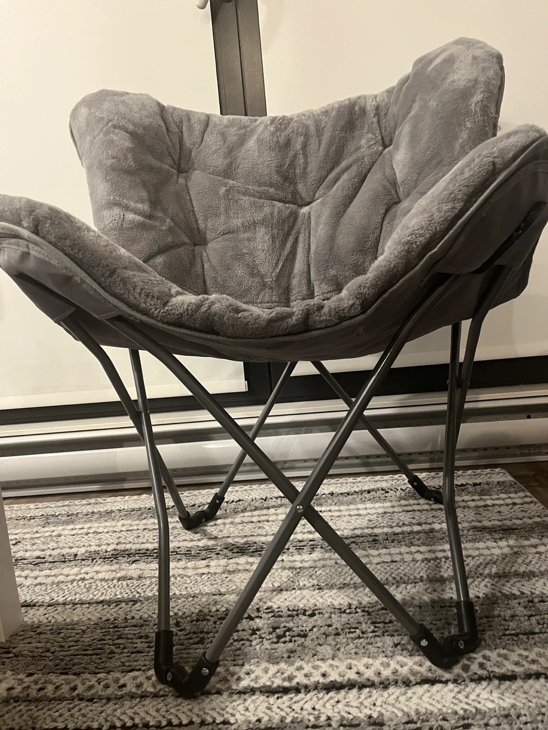 Grey Fur Butterfly Chair