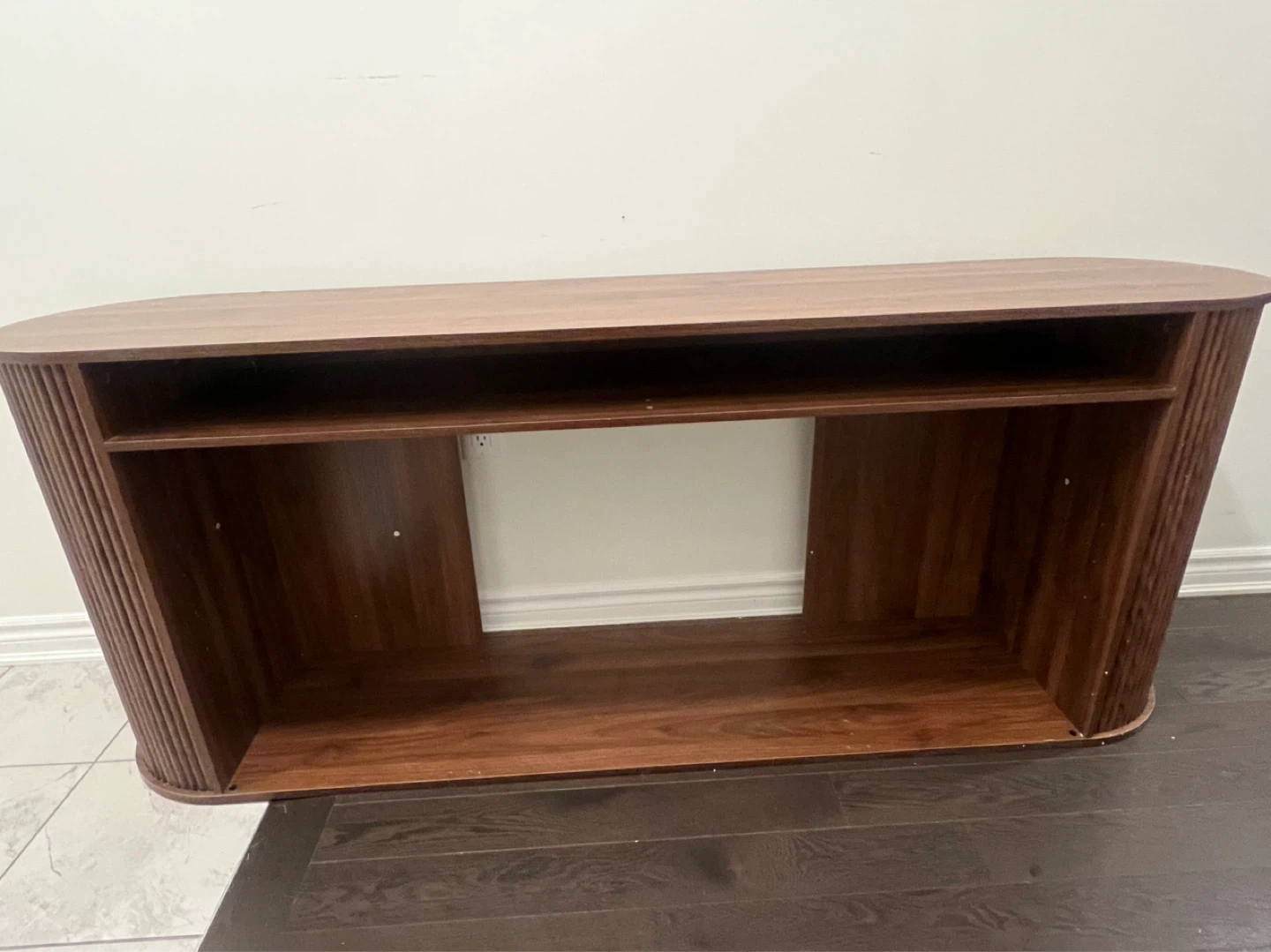 Walnut-look TV Stand with Open Shelving - photo 5