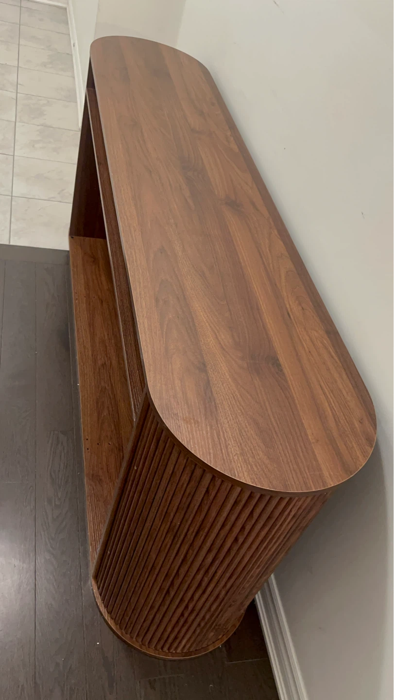 Walnut-look TV Stand with Open Shelving - photo 2