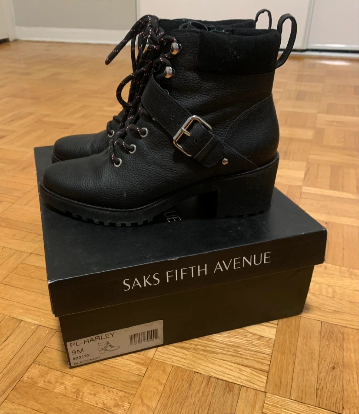 Black Harley Lace-Up Boots Size 9M - photo 3