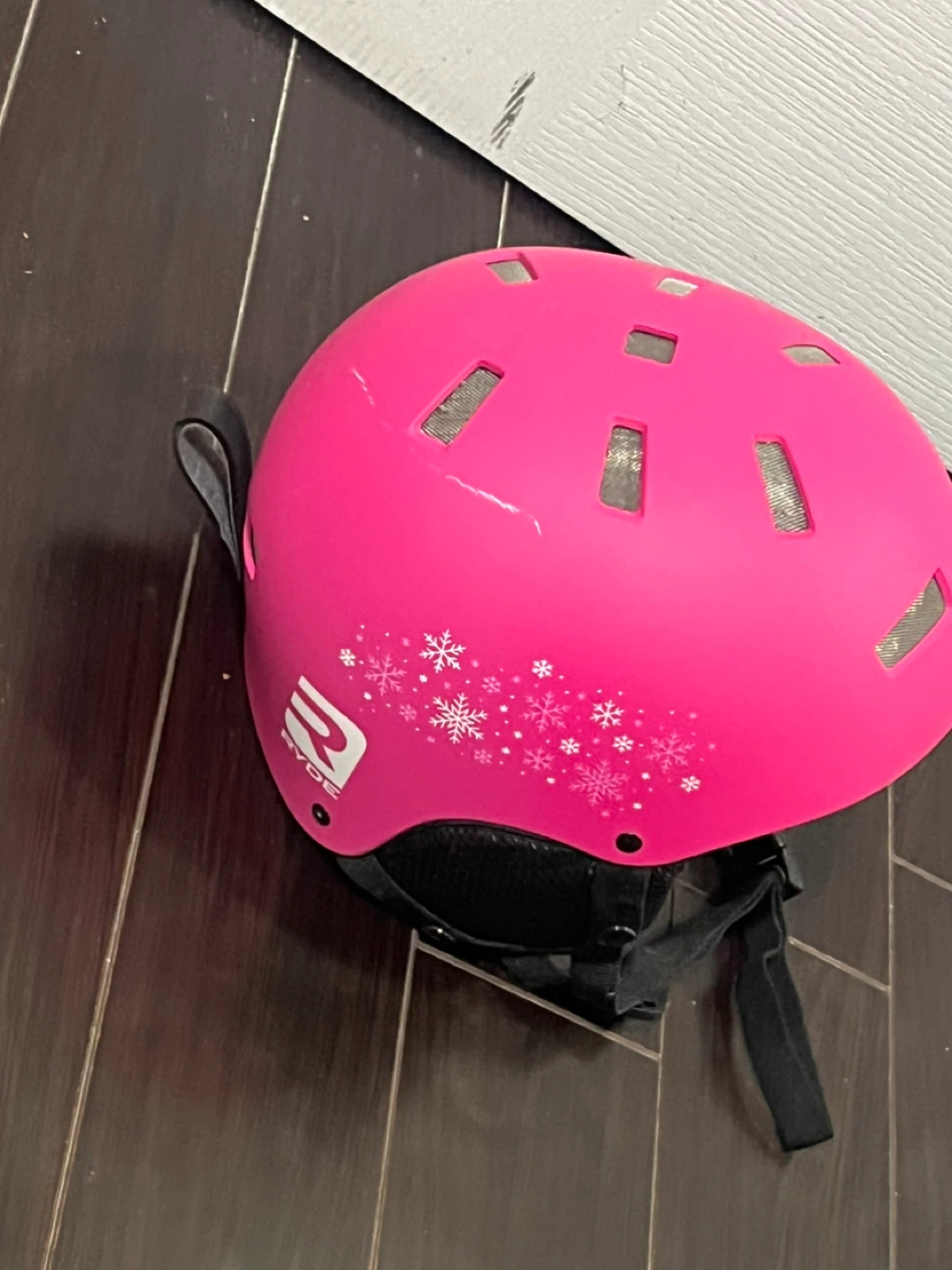 Pink Youth Ski Helmet with Snowflakes