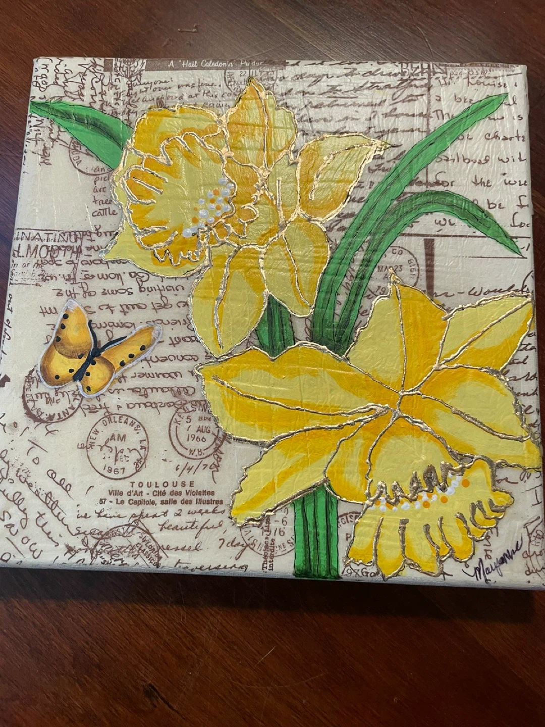 Yellow Daffodil and Butterfly Art Print - photo 2