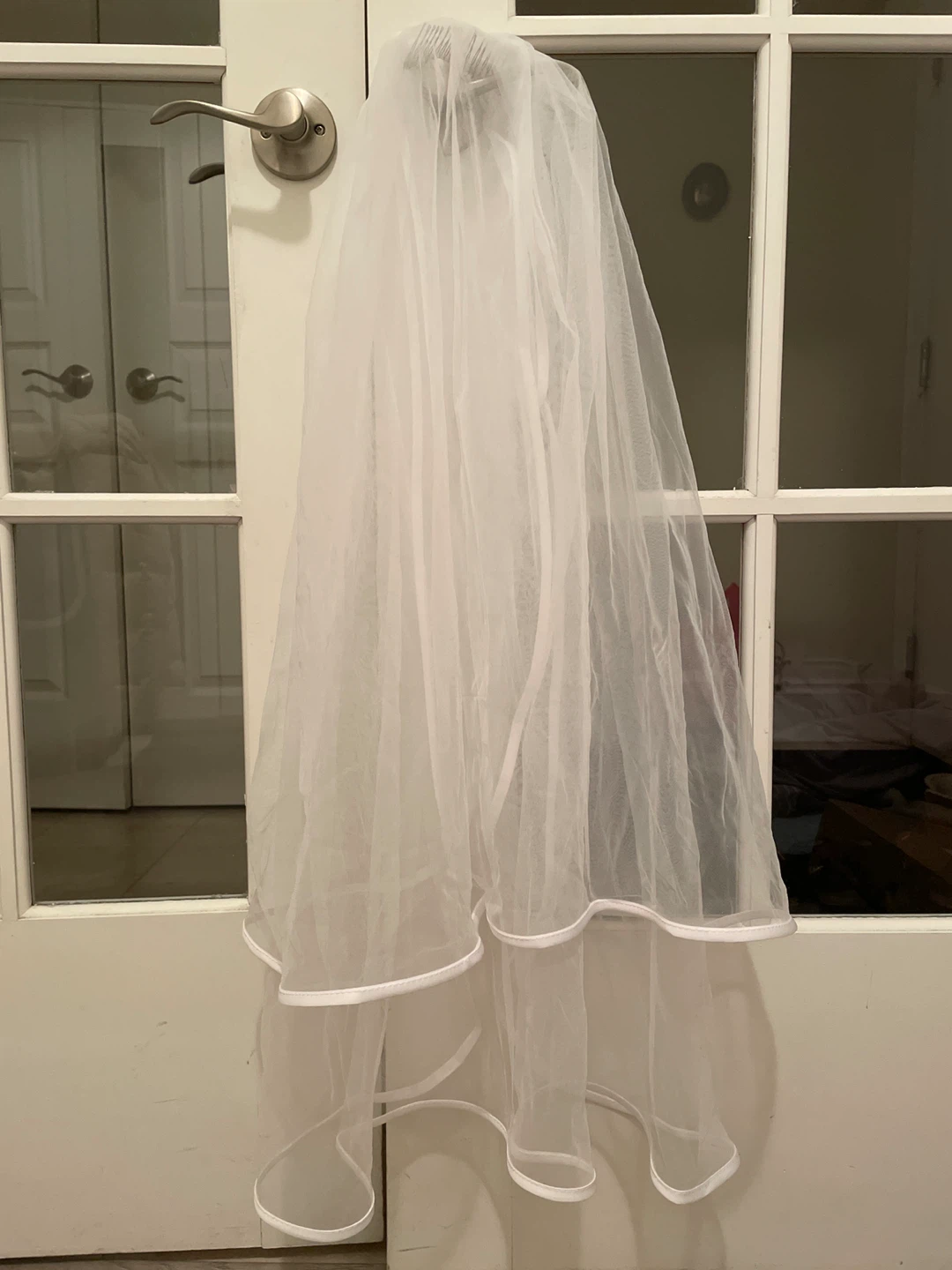 White Bridal Veil with Comb