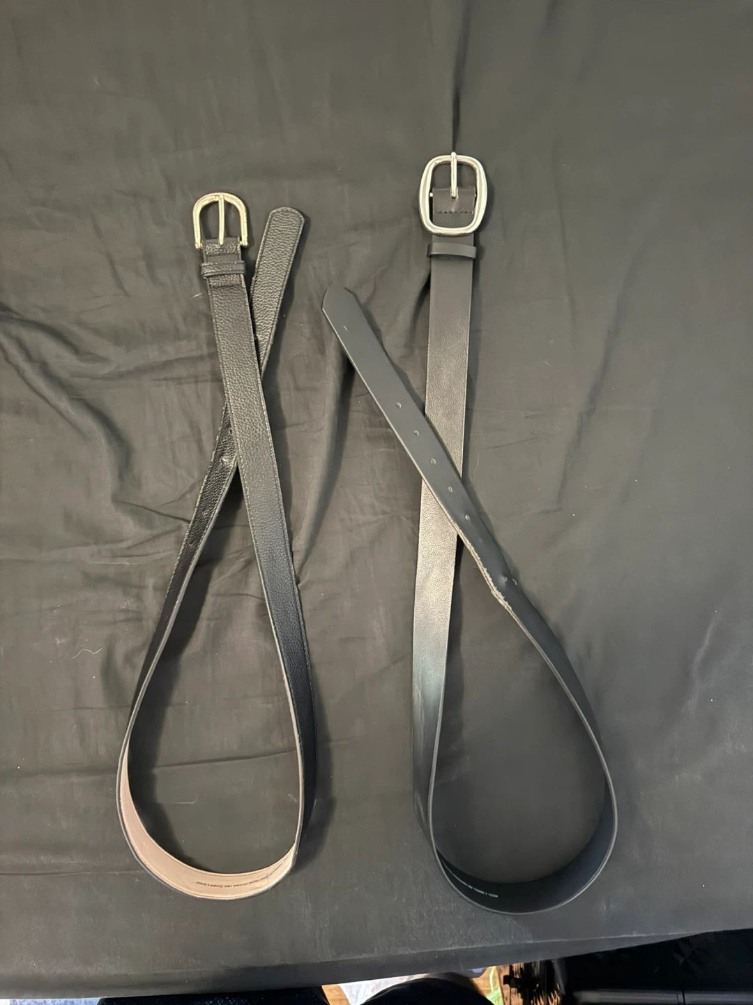 Two Black Belts with Silver Buckles
