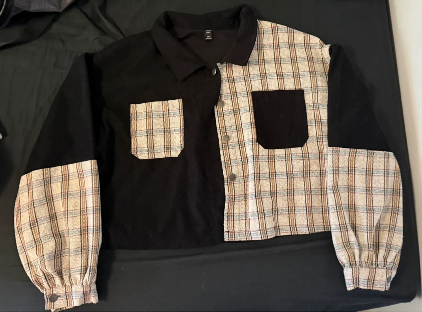 SHEIN Plaid and Black Patchwork Jacket