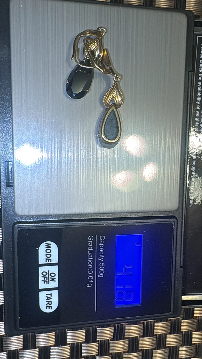 14k Gold Dangle Earrings with Black Stone - photo 4