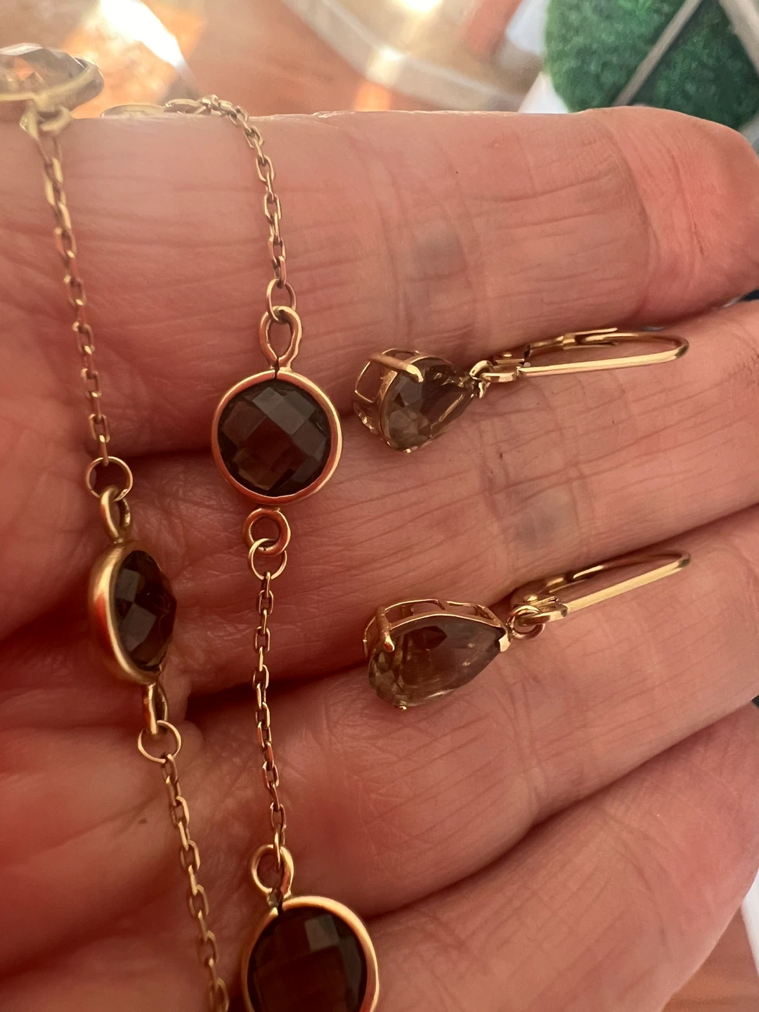 14 k Smoky topaz bracelet and 14 k Earrings Set - photo 4