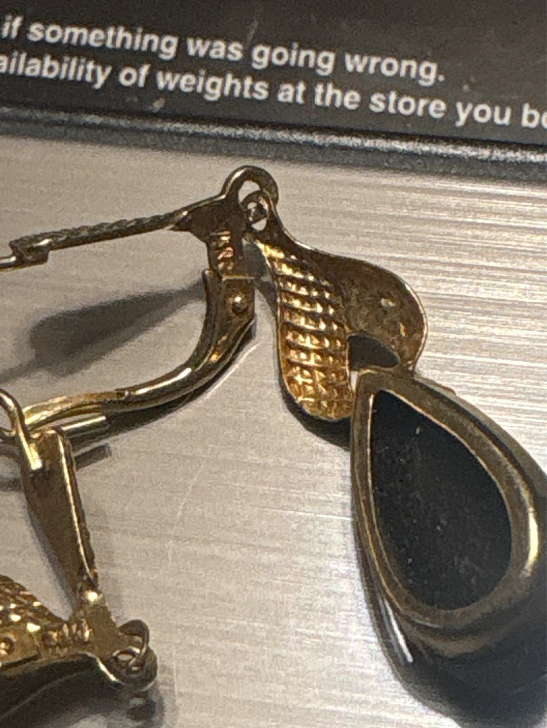 14k Gold Dangle Earrings with Black Stone - photo 5