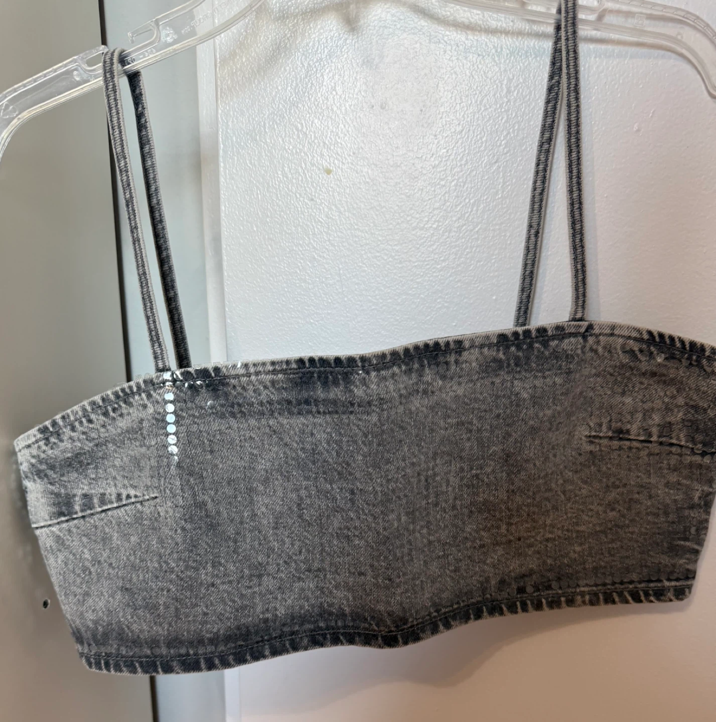 ZARA Denim Crop Top with Sequins