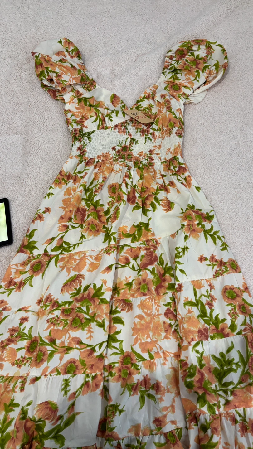 Floral Print Smocked Midi Dress - photo 2