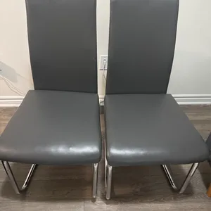 Grey Faux Leather Dining Chairs - Set of 2