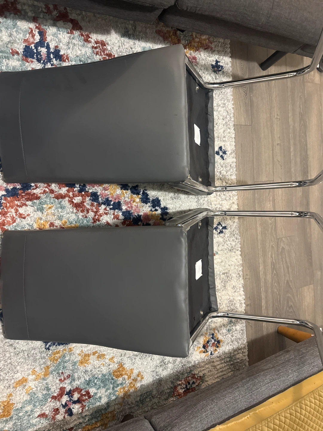 Grey Faux Leather Dining Chairs - Set of 2 - photo 2