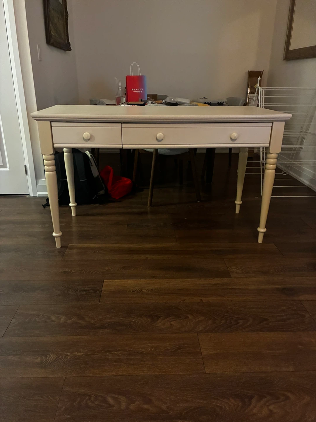 Cream solid desk with 2 Drawers - photo 5