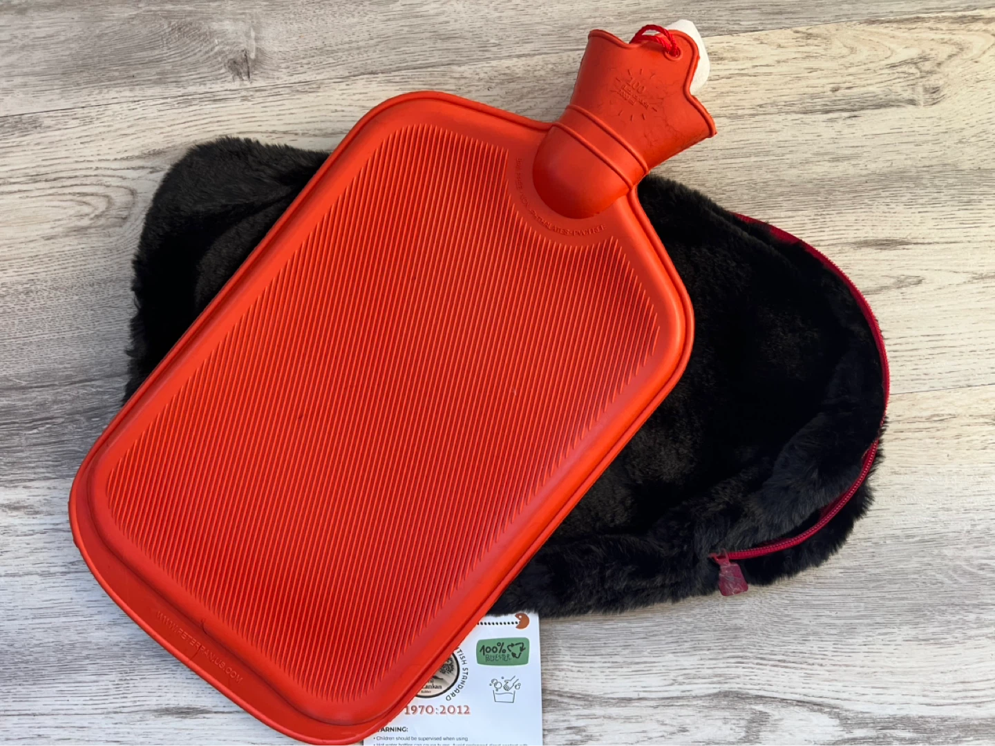 Peter Pan Hot Water Bottle with Faux Fur Cover