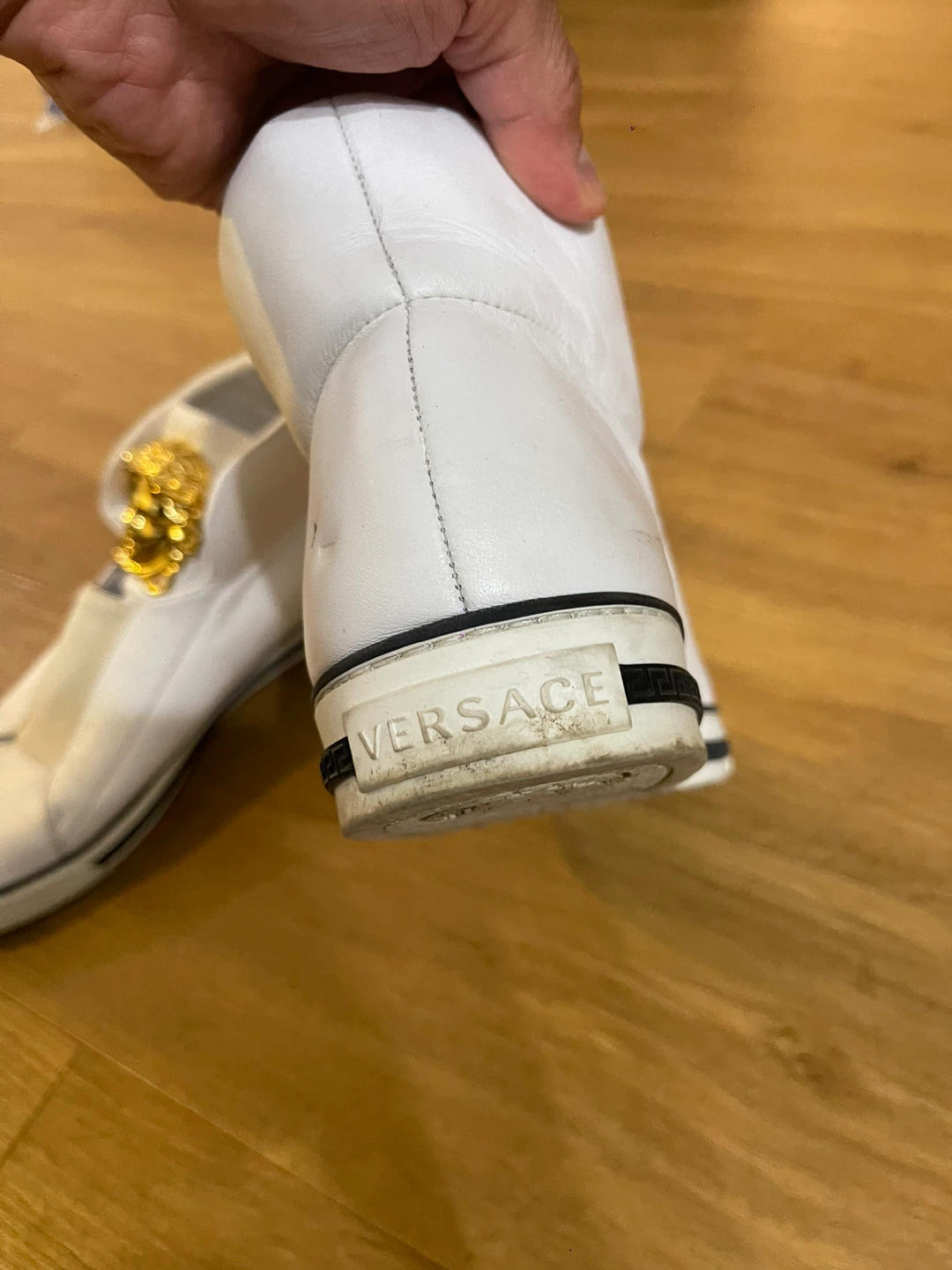 Versace White Leather Medusa Sneakers - photo 5