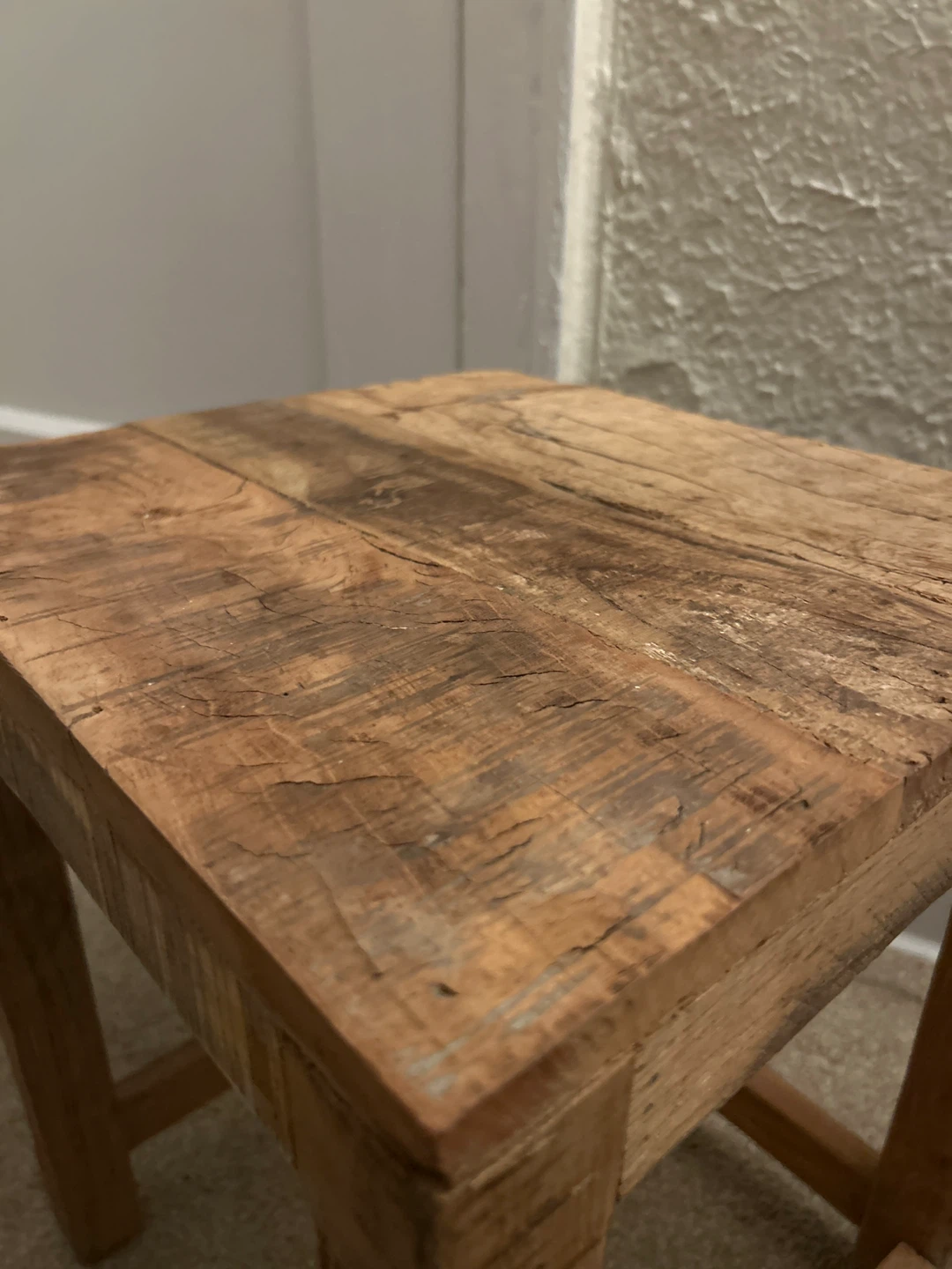 Rustic Wood Side Table Stool