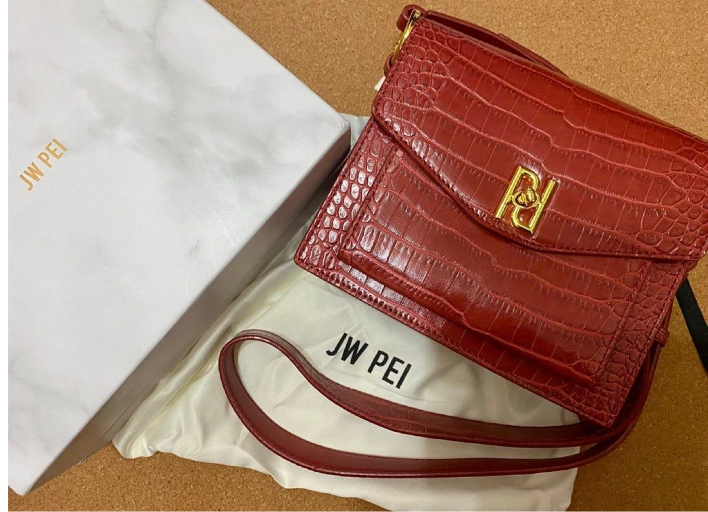 Discontinued JW Pei Lucy Bag in Red Croc
