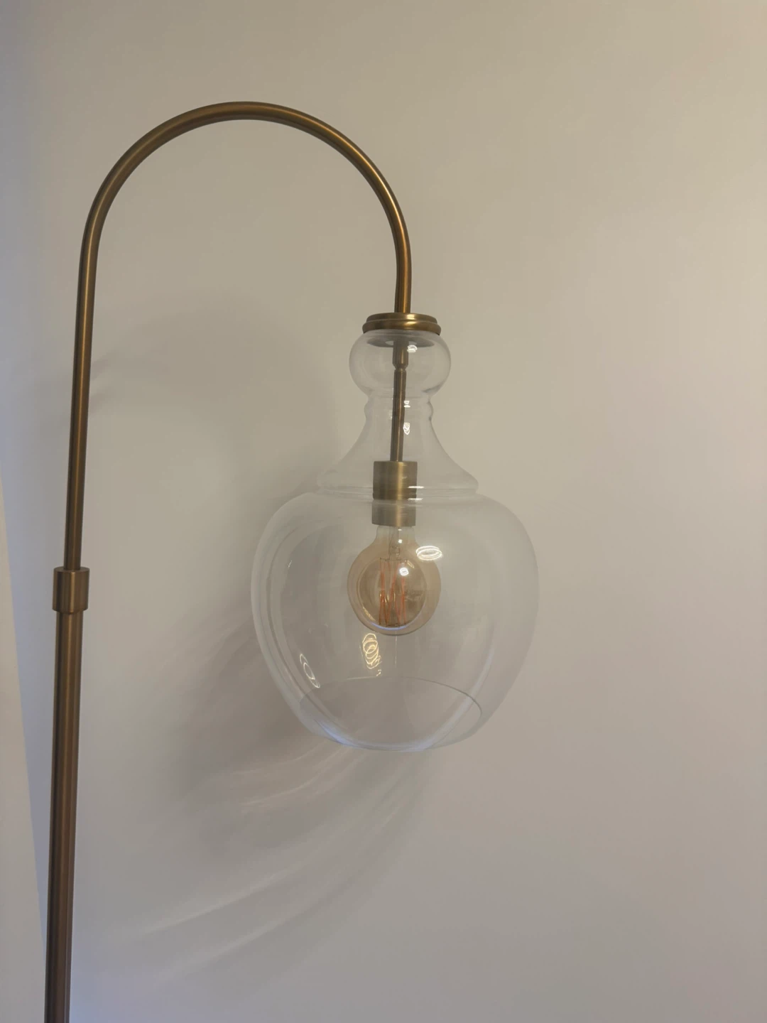 Glass & Brass Arc Floor Lamp with Edison Bulb - photo 5