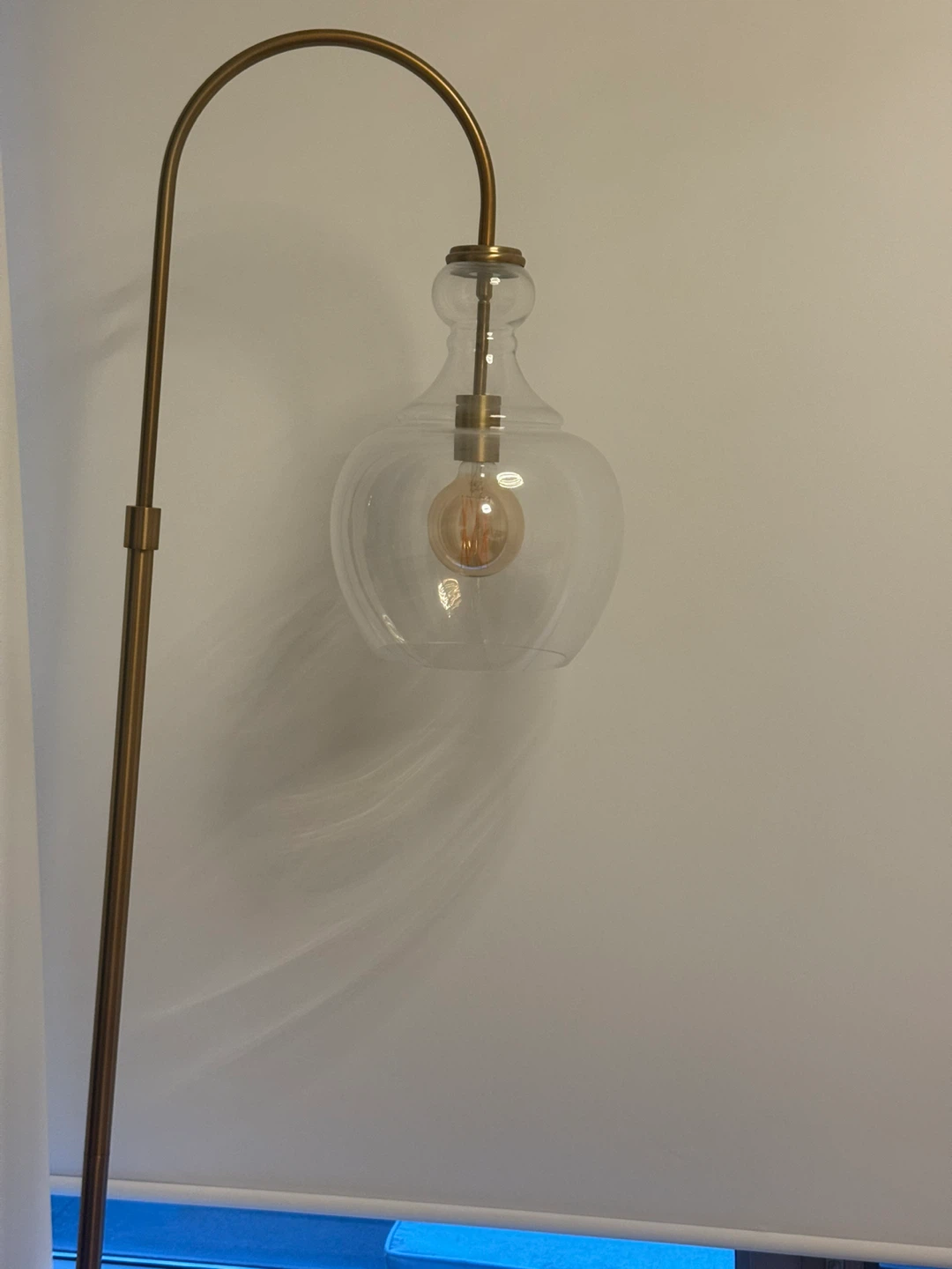 Glass & Brass Arc Floor Lamp with Edison Bulb - photo 2