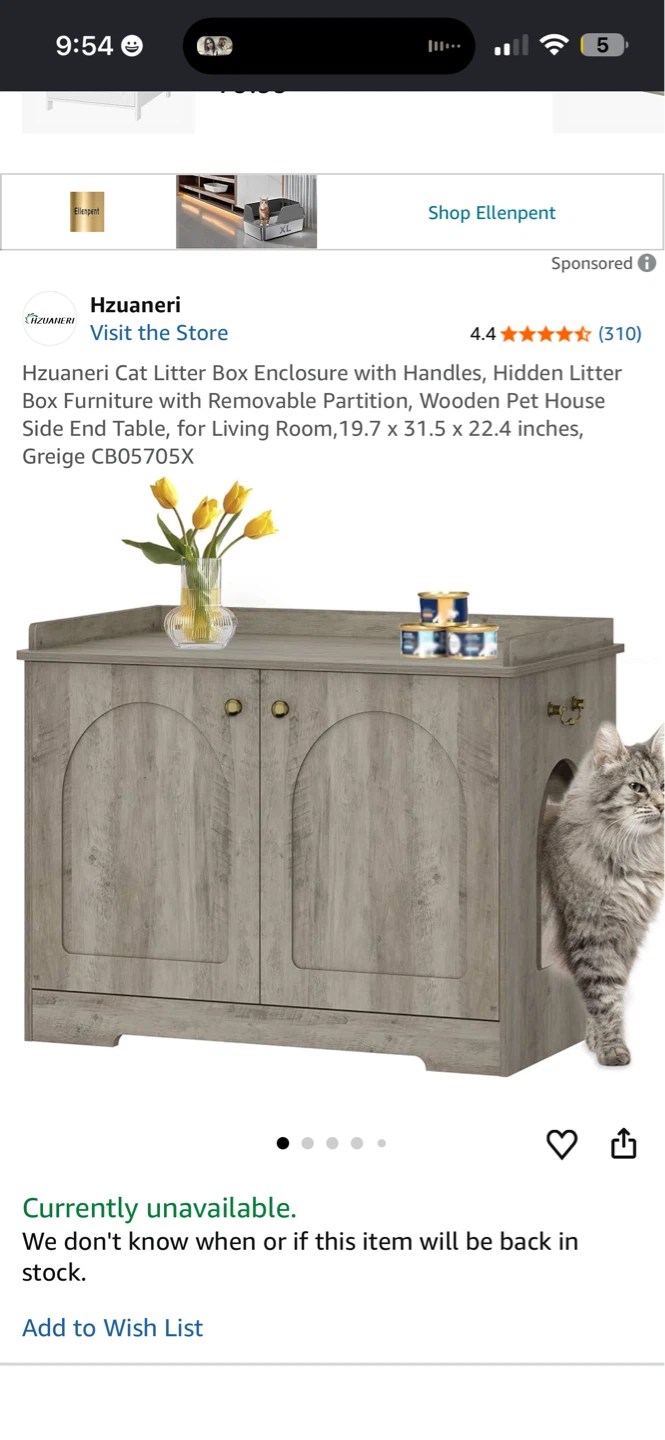 Hzuaneri Cat Litter Box Enclosure