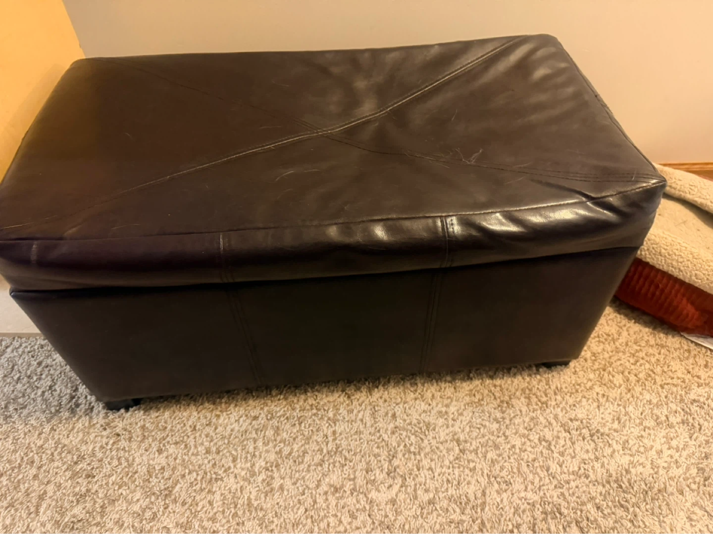 Dark Brown Faux Leather Storage Ottoman - photo 2