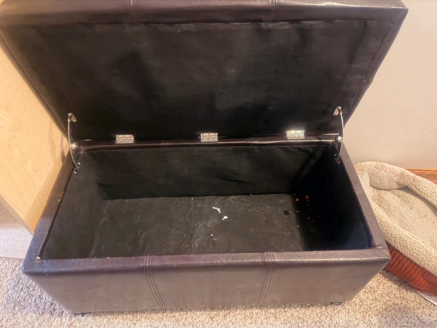 Dark Brown Faux Leather Storage Ottoman