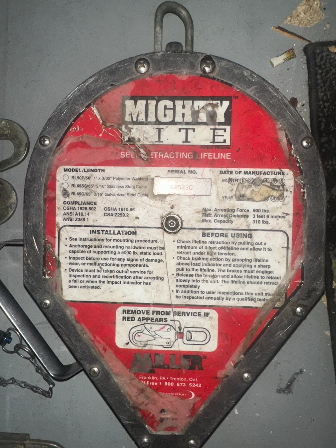 Mighty Lite Retracting Lifeline and Fall Arrest Gear - photo 2