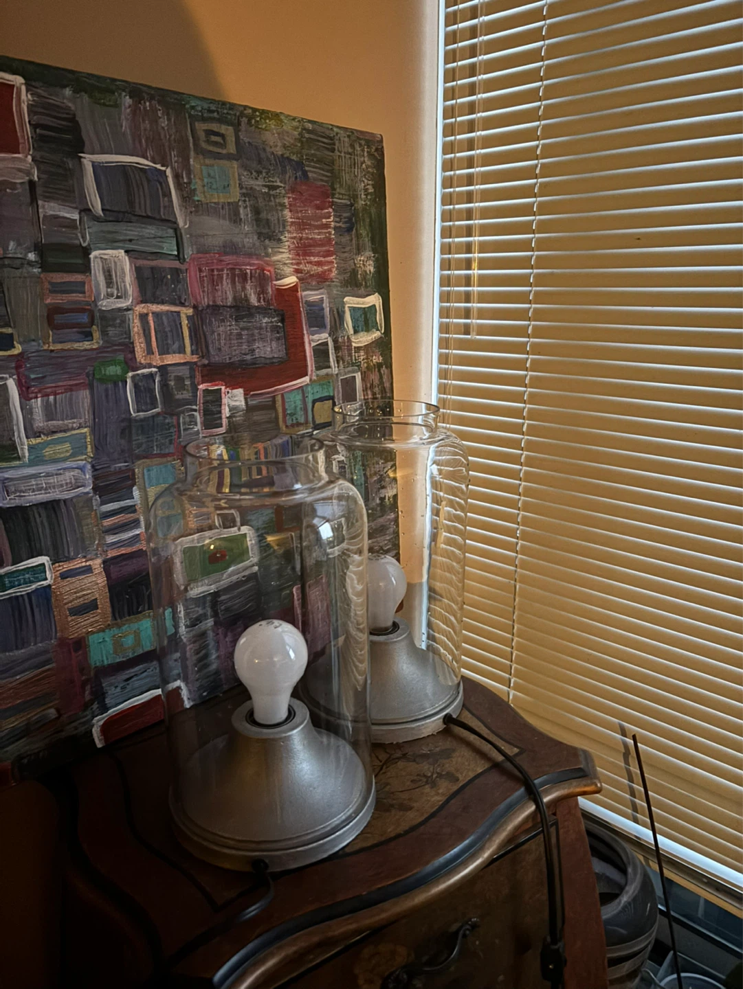 Pair of CB2 industrial cliche lamps - photo 2