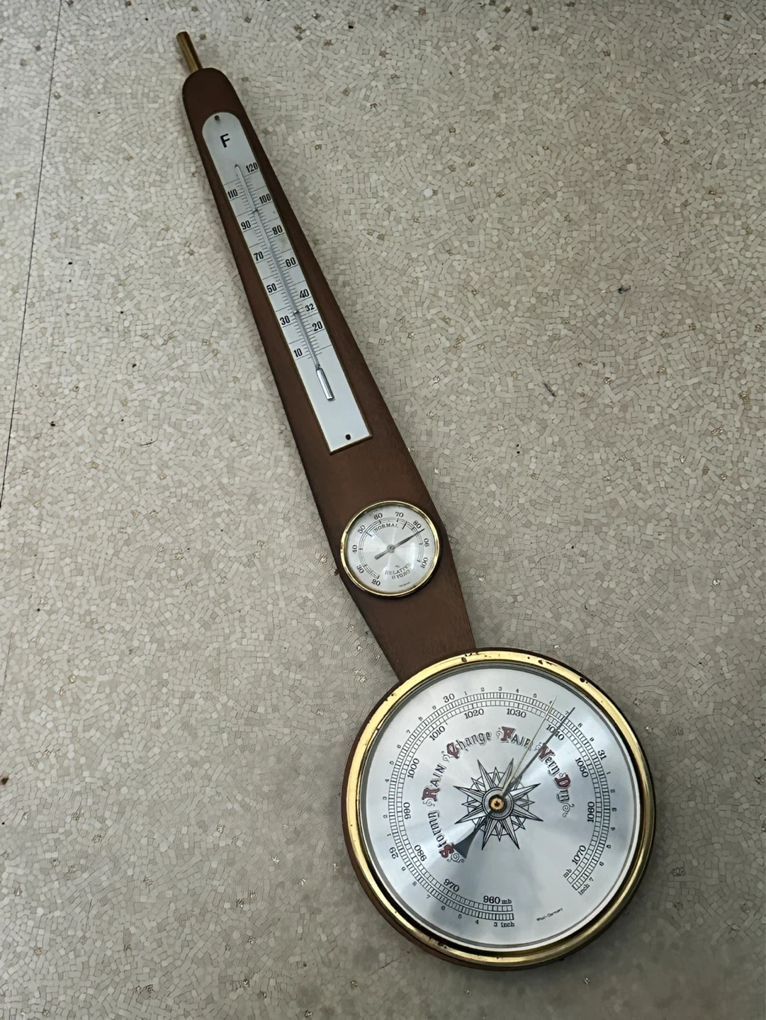 Mid Century Banjo Shape barometer thermometer W.German