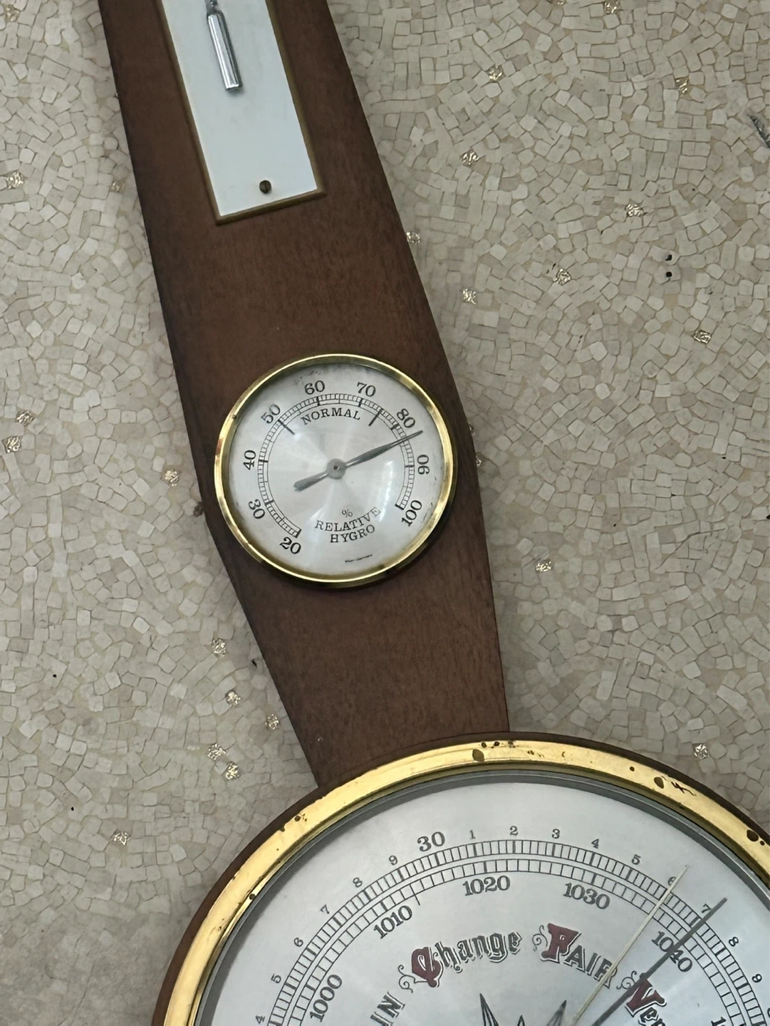 Mid Century Banjo Shape barometer thermometer W.German - photo 3