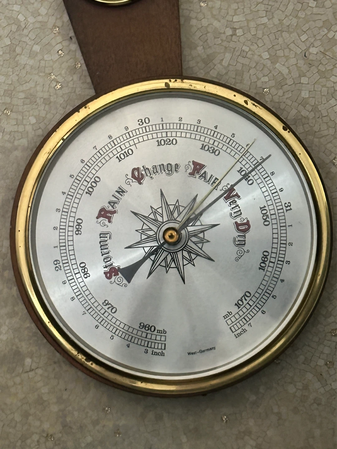 Mid Century Banjo Shape barometer thermometer W.German - photo 4
