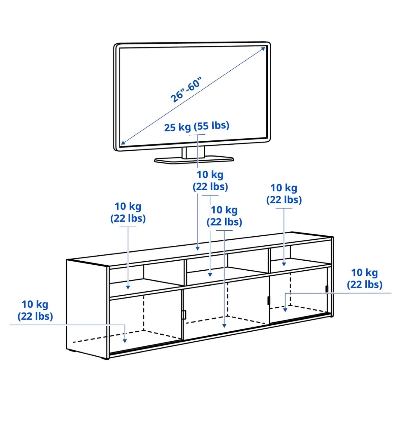 White Entertainment Unit - Max 10kg per shelf - photo 3