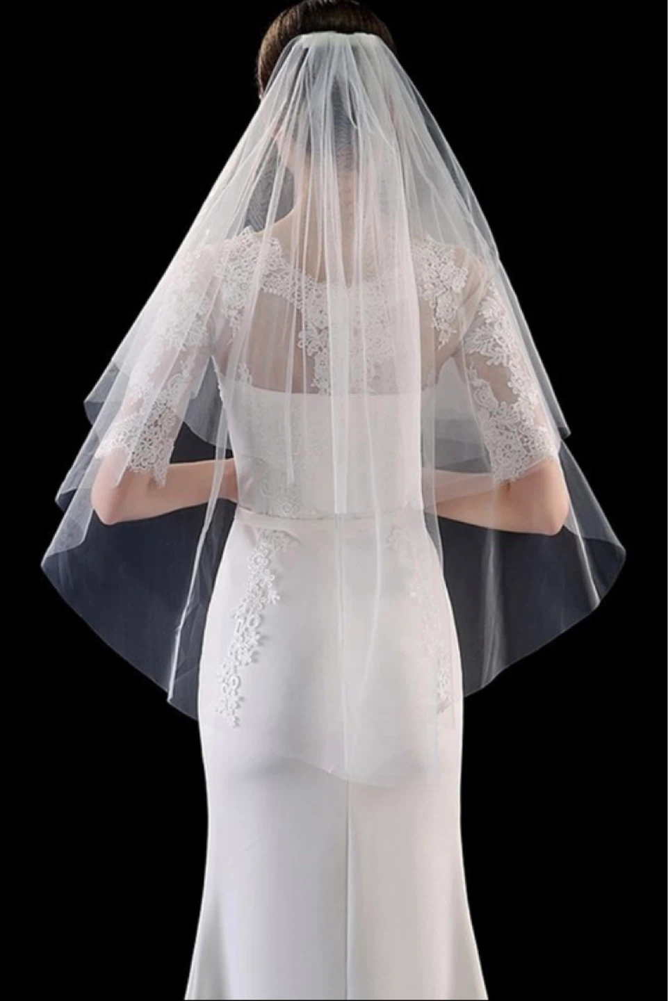 White Bridal Veil with Comb