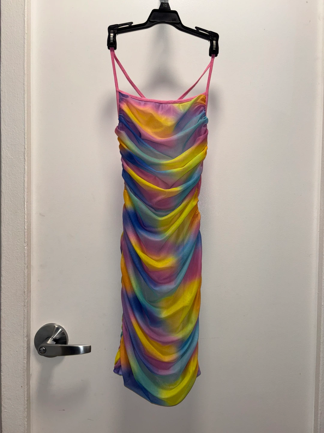 SHEIN Tie-Dye Ruched Mesh Mini Dress XS