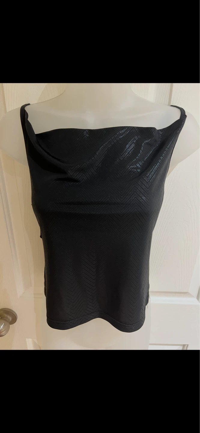 Black Cowl Neck Tank Top