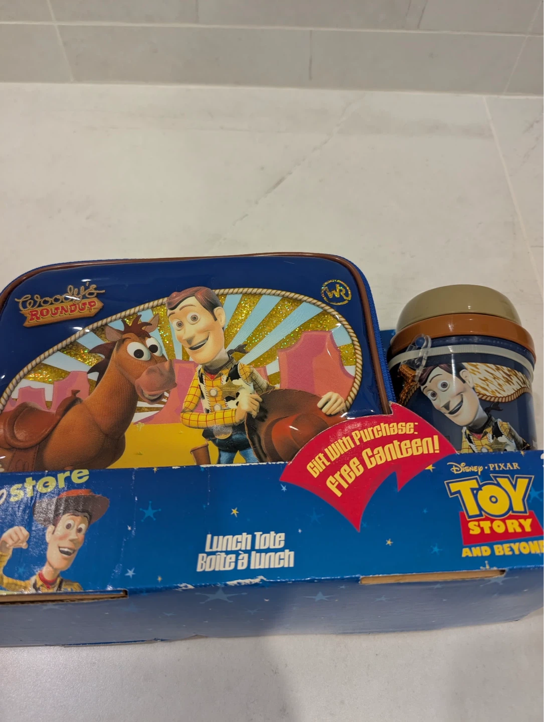 New vintage Disney Toy Story Woody's Lunch bag and Canteen Set