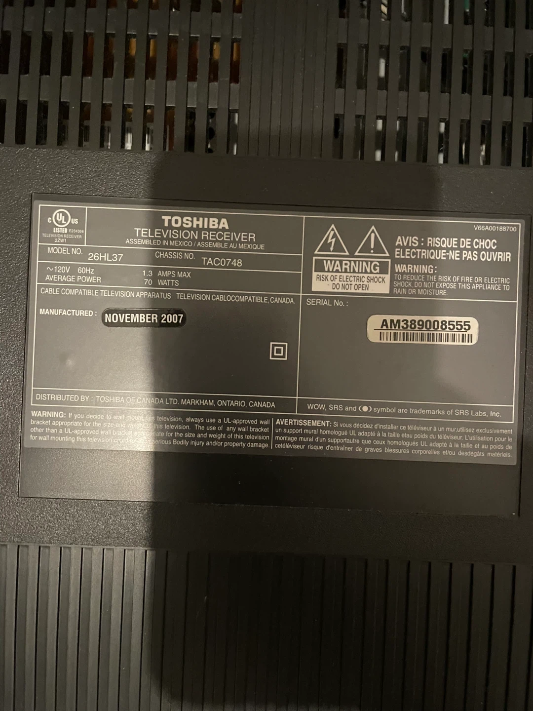 Toshiba 26" 720p TV/Monitor *DEFECTIVE AUDIO* - photo 2