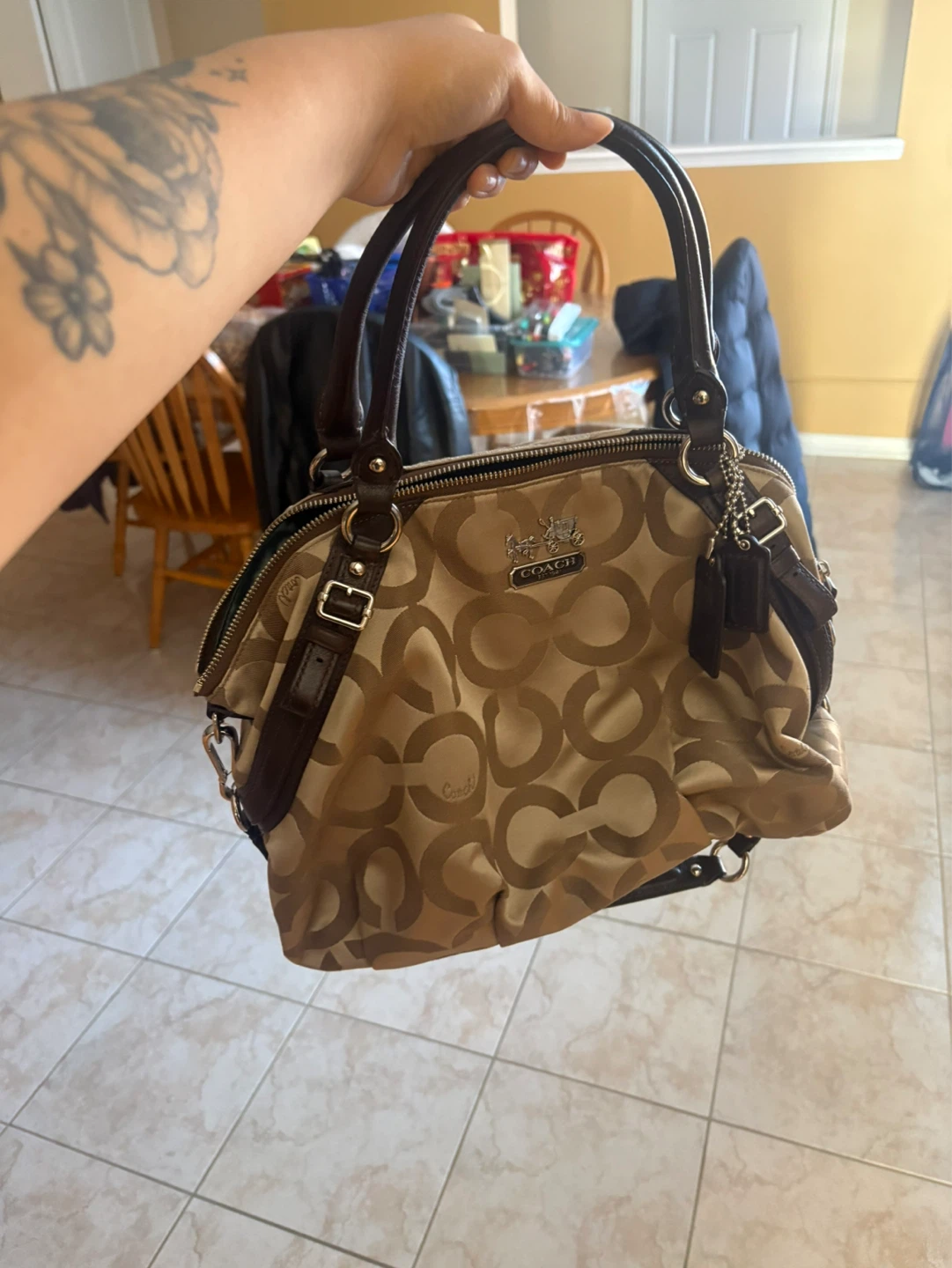 Coach Signature C Monogram Satchel Handbag