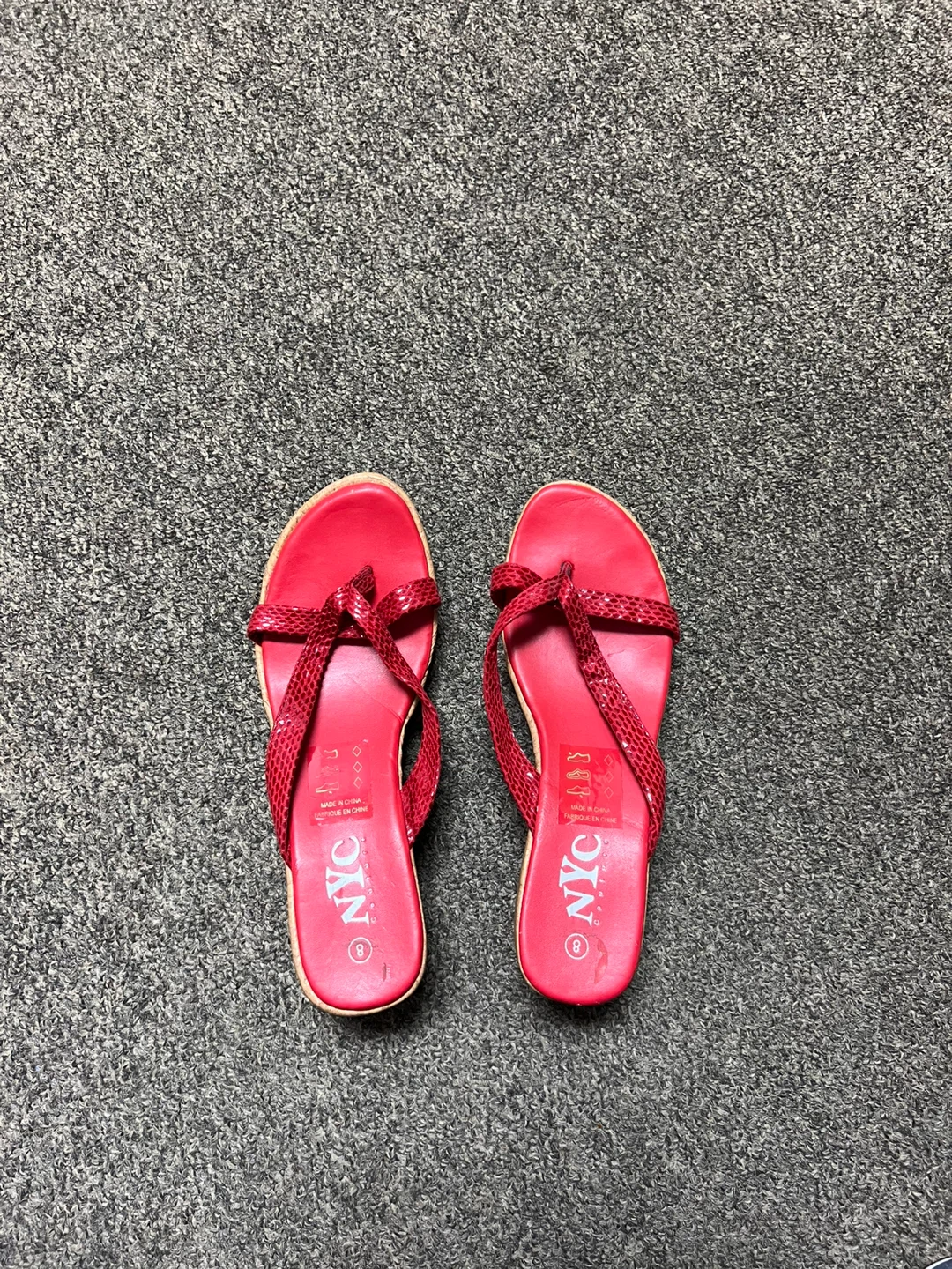 NYC Boutique Red Wedge Sandals Size 8