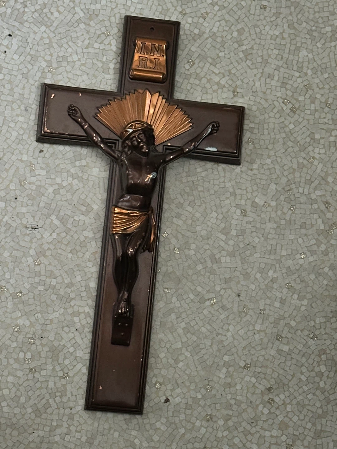 Vintage Parson’s Cast Metal Crucifix 11” tall