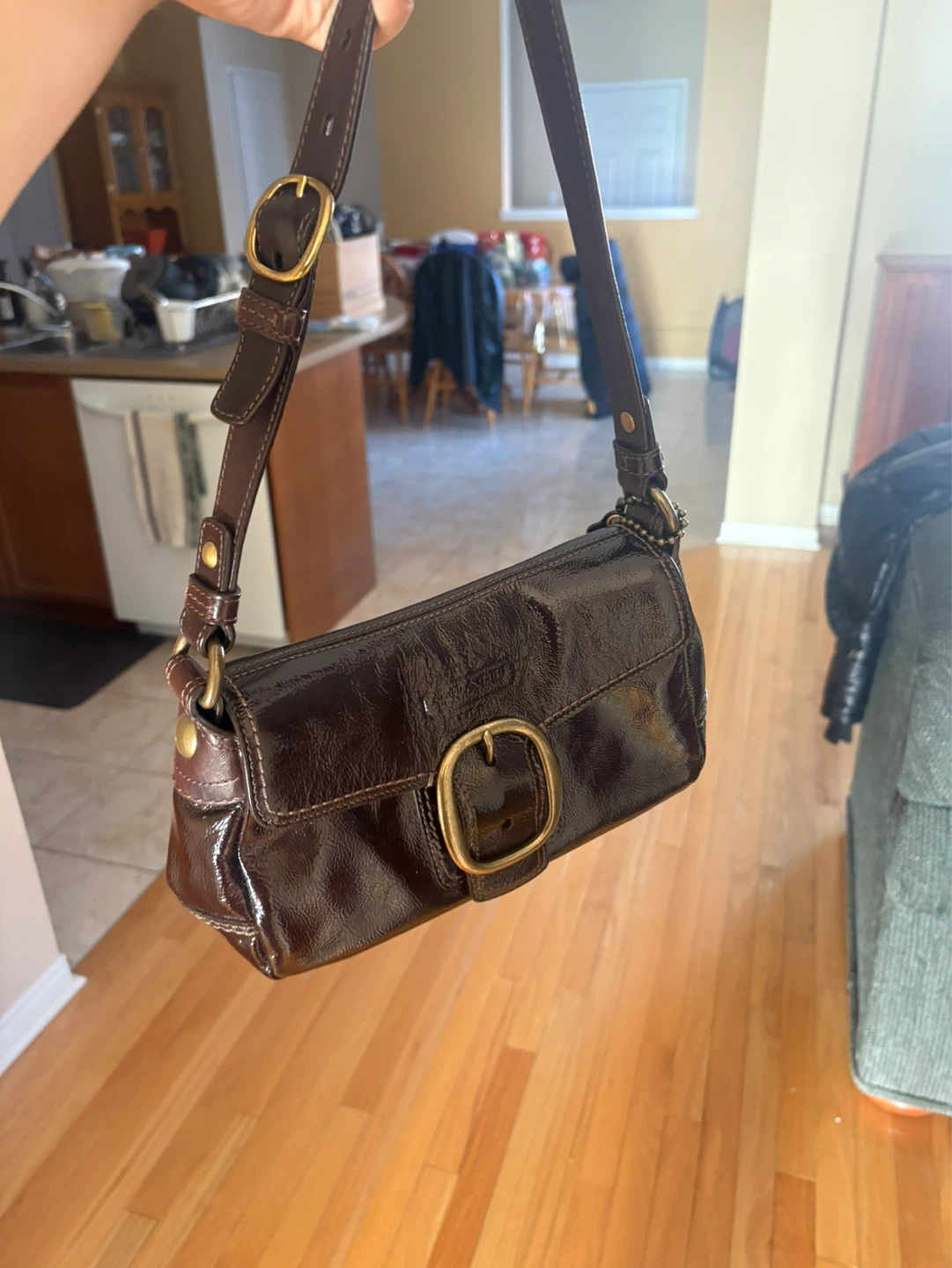 Coach Brown Patent Leather Shoulder Bag