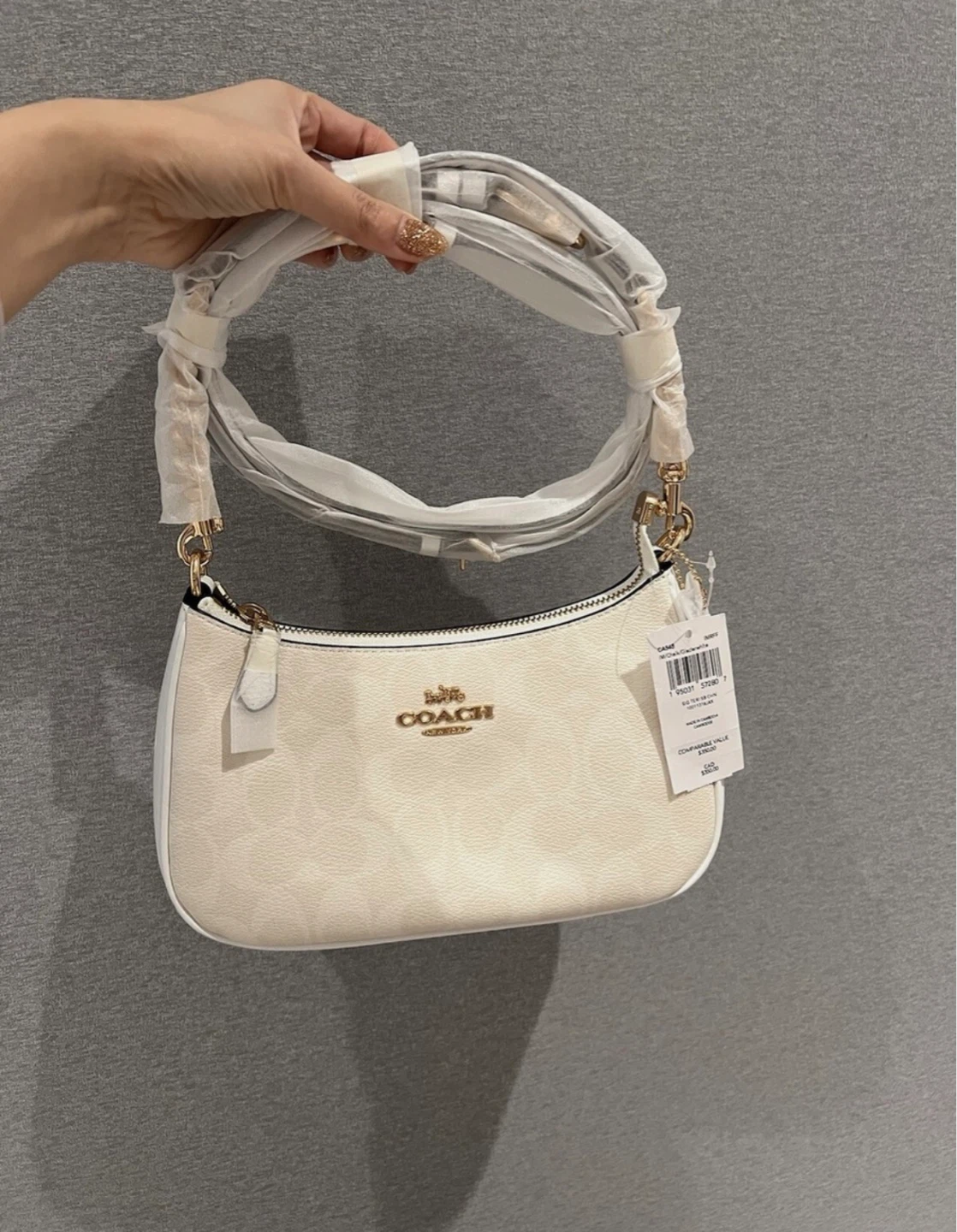Coach Teri Shoulder Bag In Signature Canvas (Glacier/White)