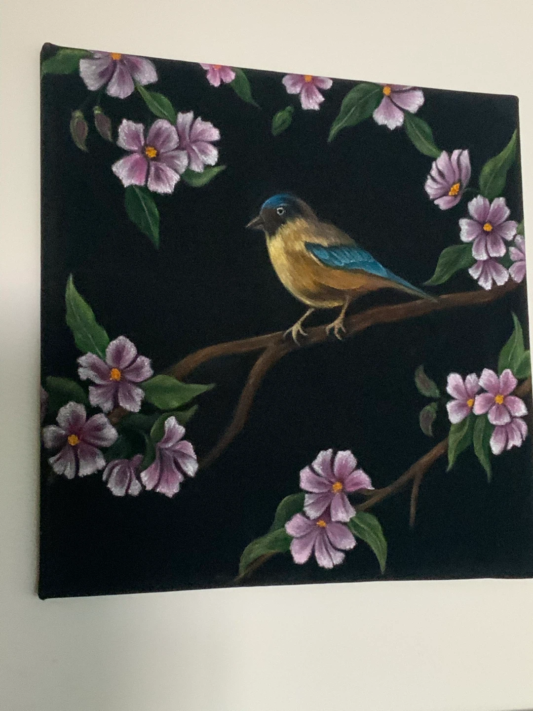 Canvas Wall Art Painting of Bird and Flowers