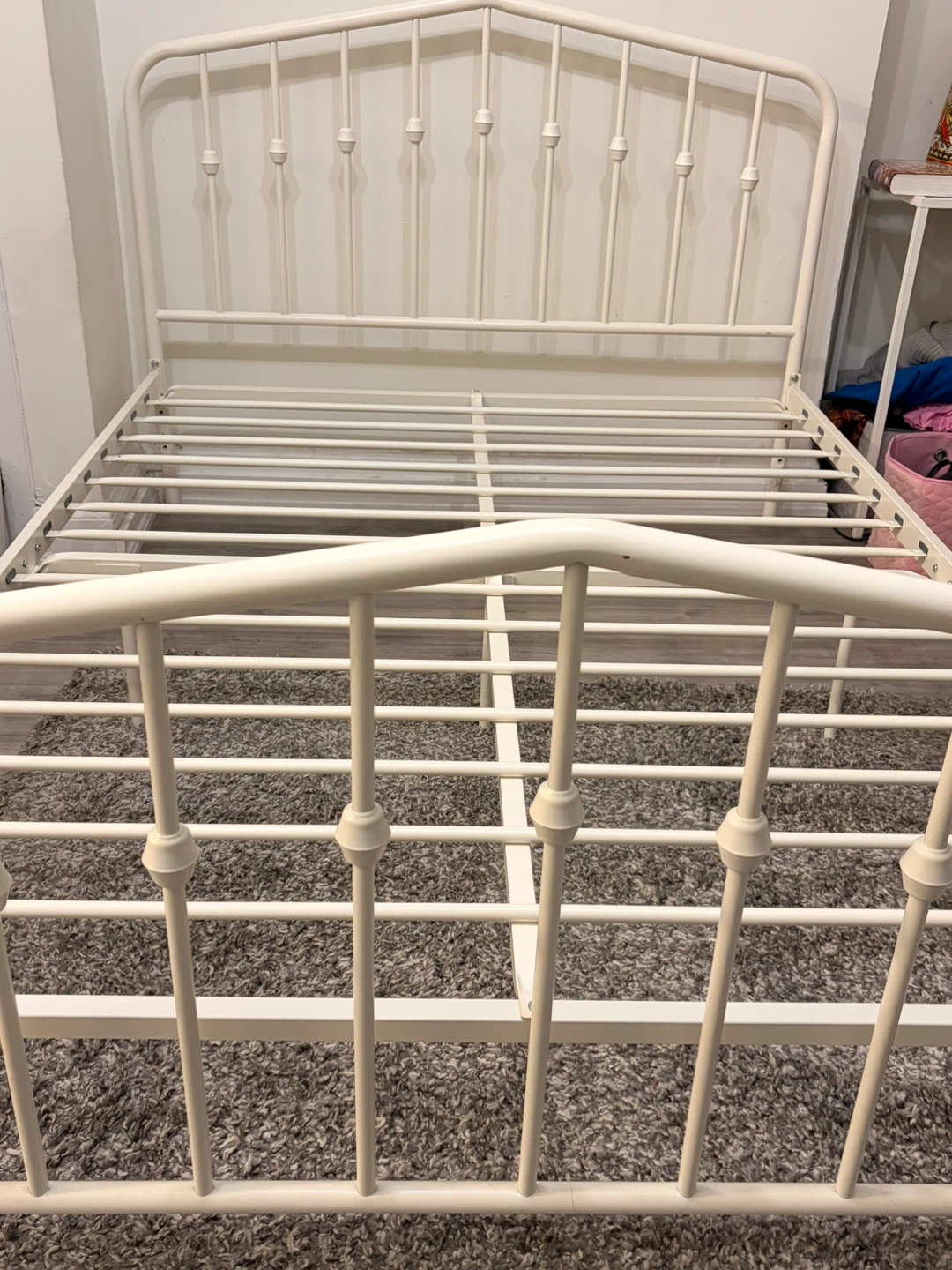 White Metal Bed Frame - Full/Double - photo 2