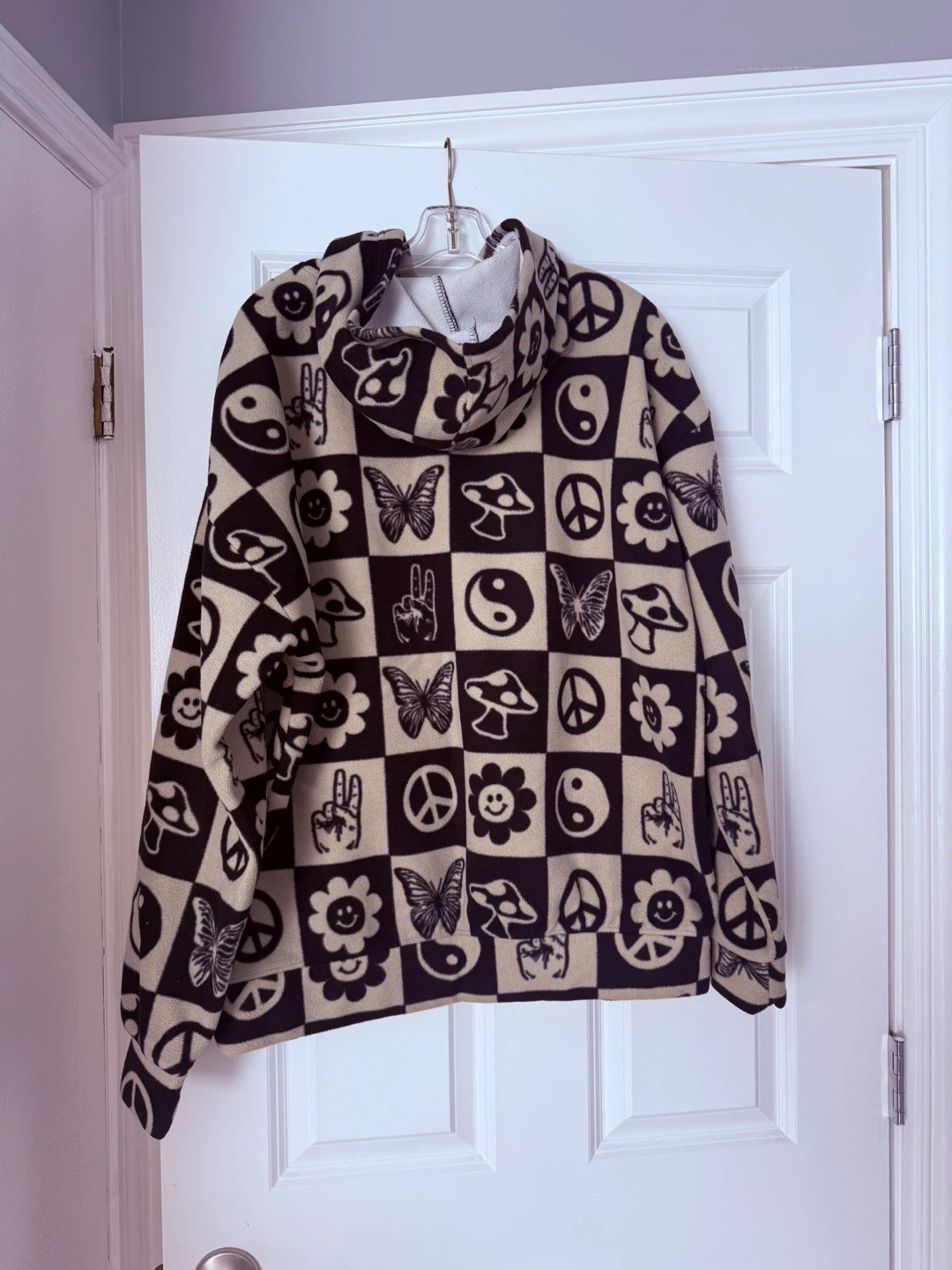 PAC Sun  hoodie with Checkerboard Yin Yang & Butterfly Print