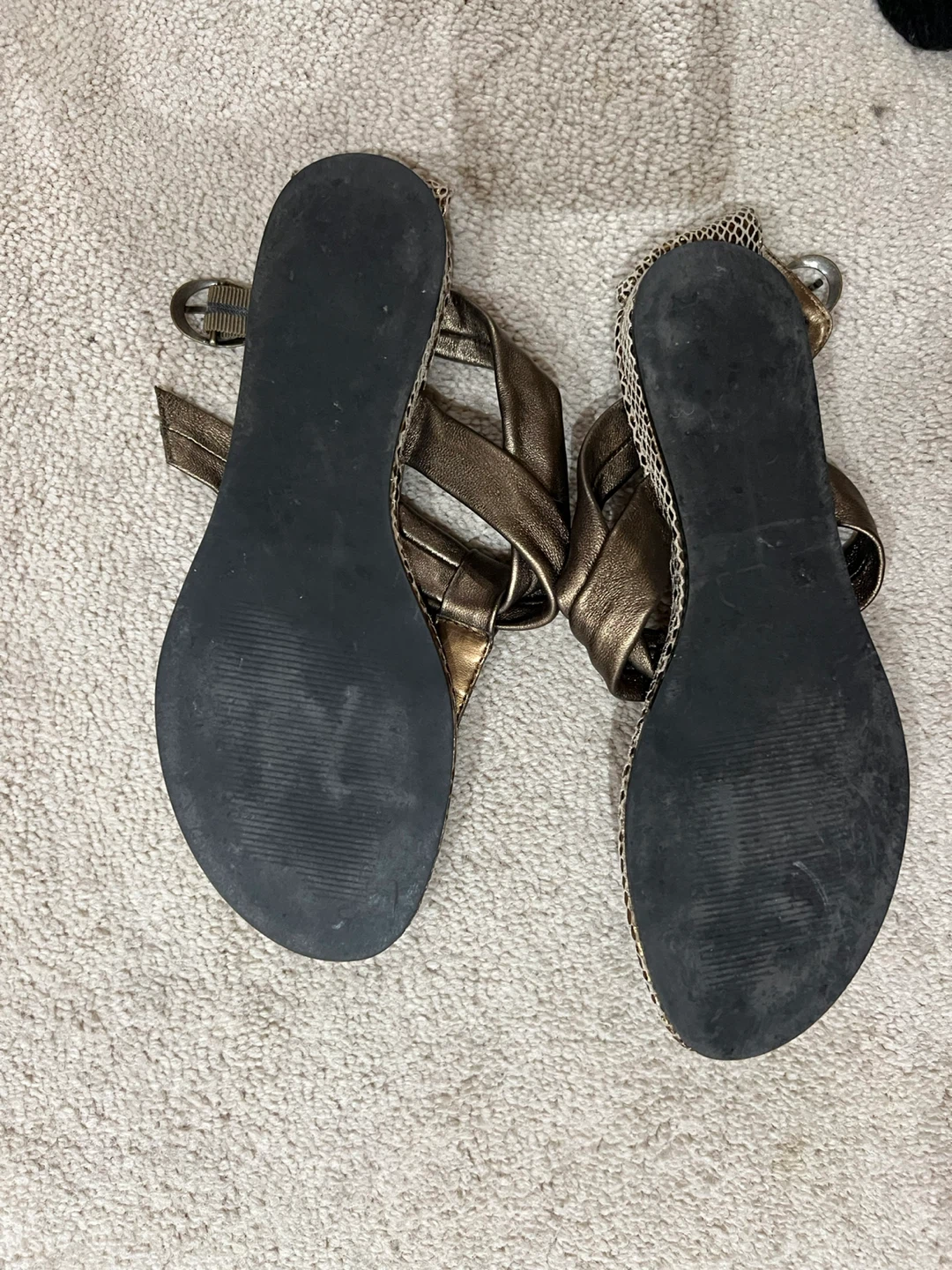 Bronze Gladiator Sandals with Rhinestones - photo 4