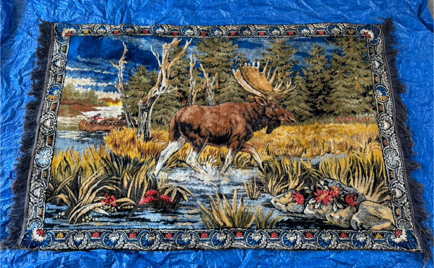 Vintage Moose Tapestry From P & C Of Italy